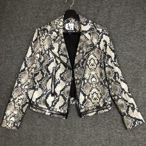 Lena Gabriel Jacket Womens 6 Snakeskin Print Cropped Y2K Biker Rocker Moto Edgy